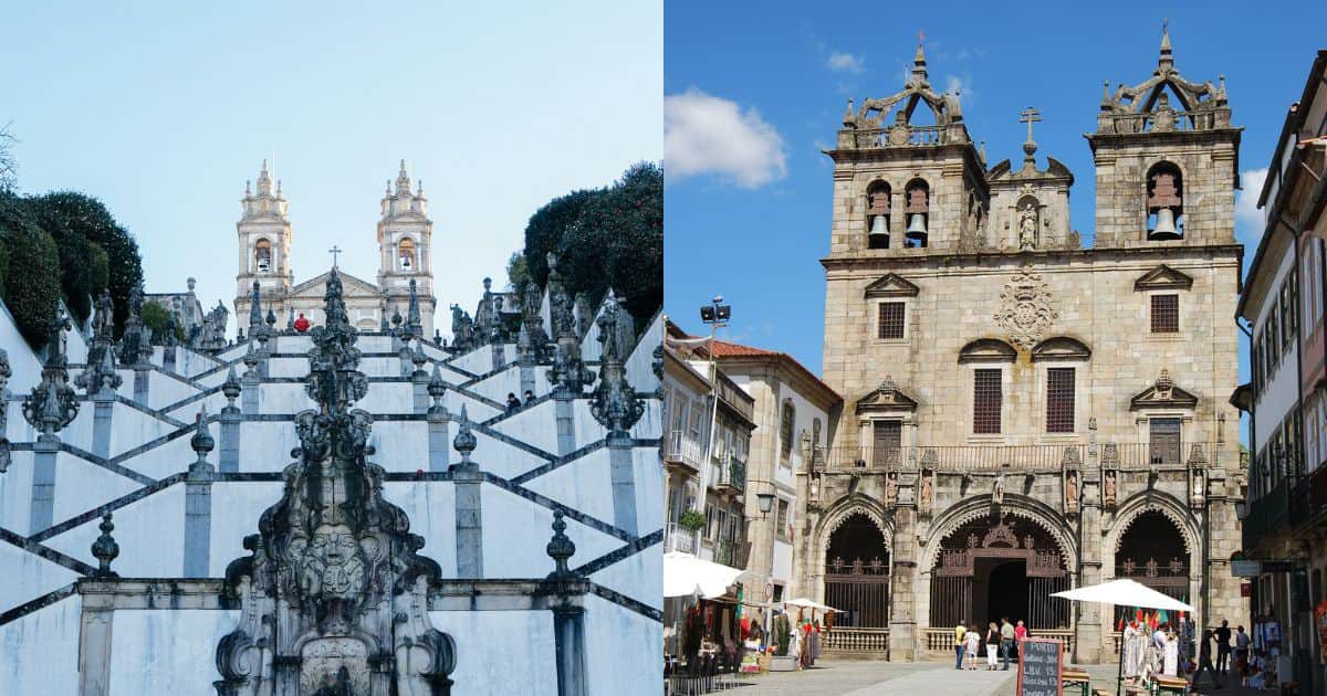 Bom Jesús do monte y catedral de Braga en Portugal