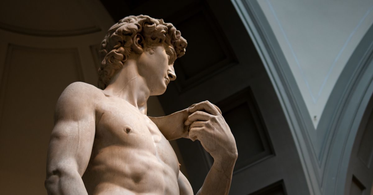 David de Miguel Ángel en Galería de la Academia en Florencia, Italia