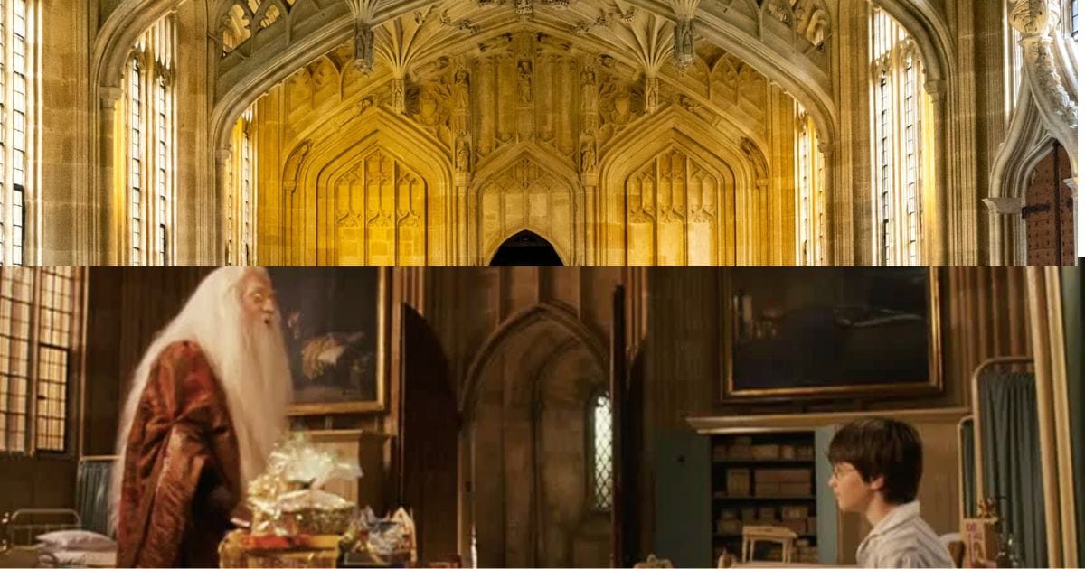 La Divinity School en la biblioteca Bodleiana, en Oxford, Inglaterra, como la Enfermería de Hogwarts en Harry Potter