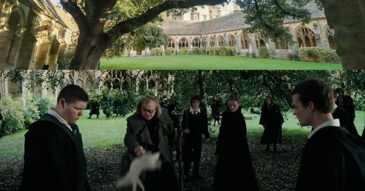 El patio del New College de Oxford, Inglaterra, como el patio de Hogwarts en Harry Potter