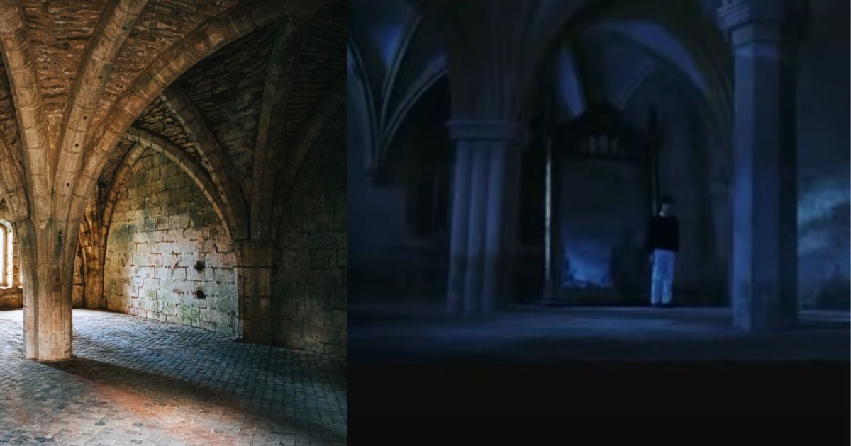 La sacristía de la abadía Lacock en Wiltshire, Inglaterra, como el lugar donde Harry Potter encuentra el espejo de Oesed en Harry Potter y la Piedra Filosofal