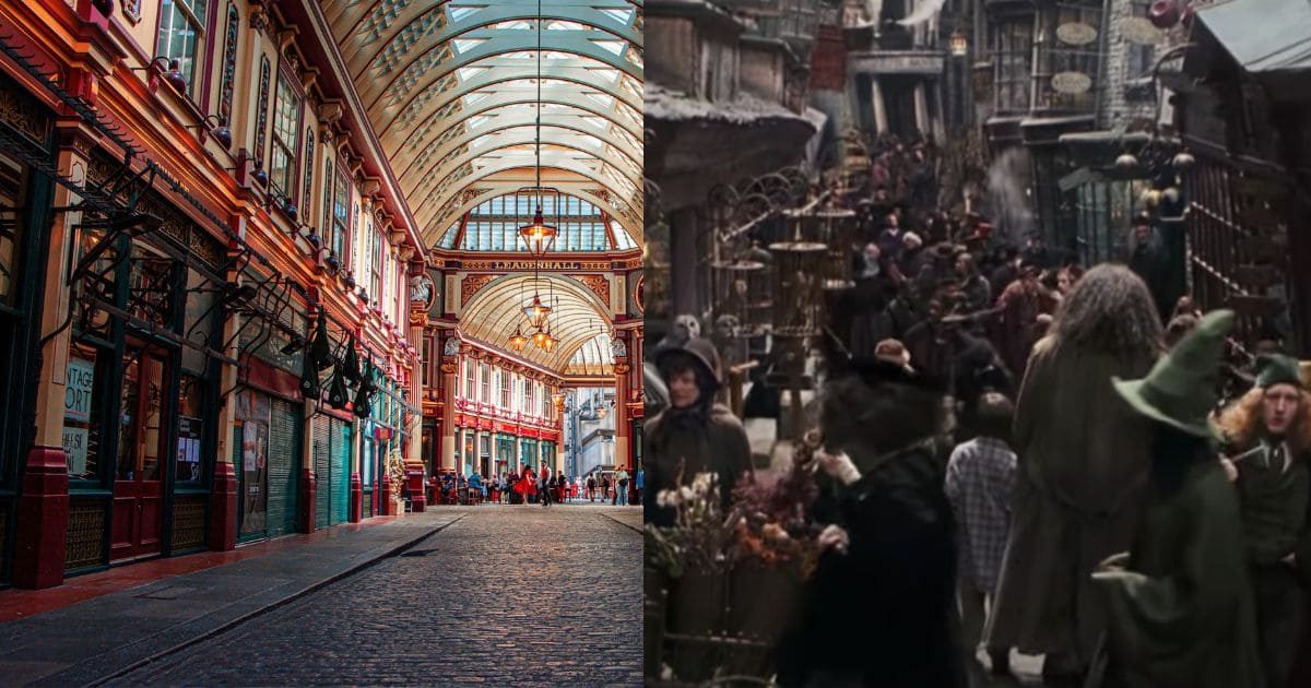 Leadenhall Market en Londres, Inglaterra, como el Callejón Diagon en Harry Potter y la Piedra Filosofal