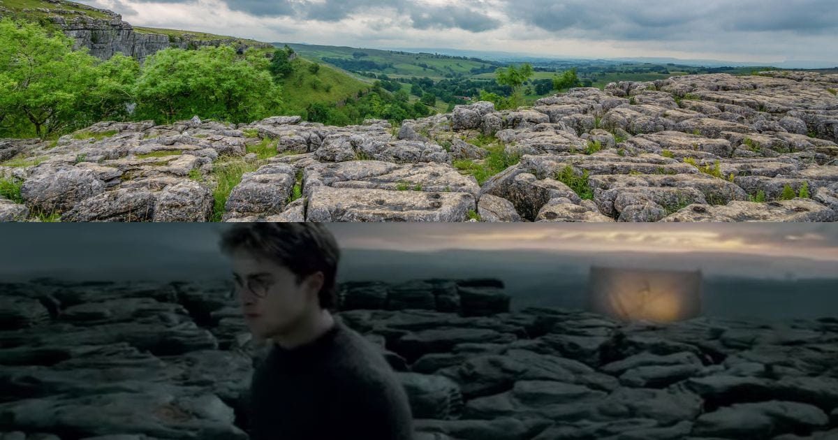 Malhom Cove en North Yorkshire, Inglaterra, como el lugar donde Harry y Hermione acampan en Harry Potter y las Reliquias de la Muerte: Parte 1