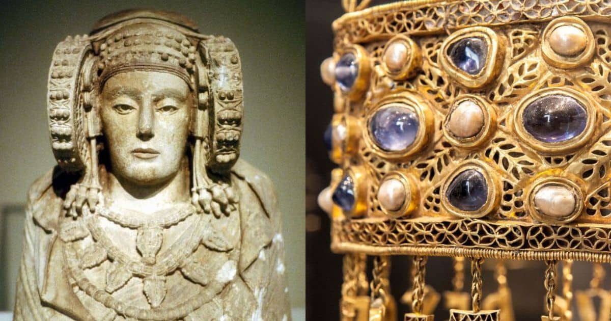 La Dama de Elche y el Tesoro de Guarrazar en el Museo Arqueológico Nacional en Madrid